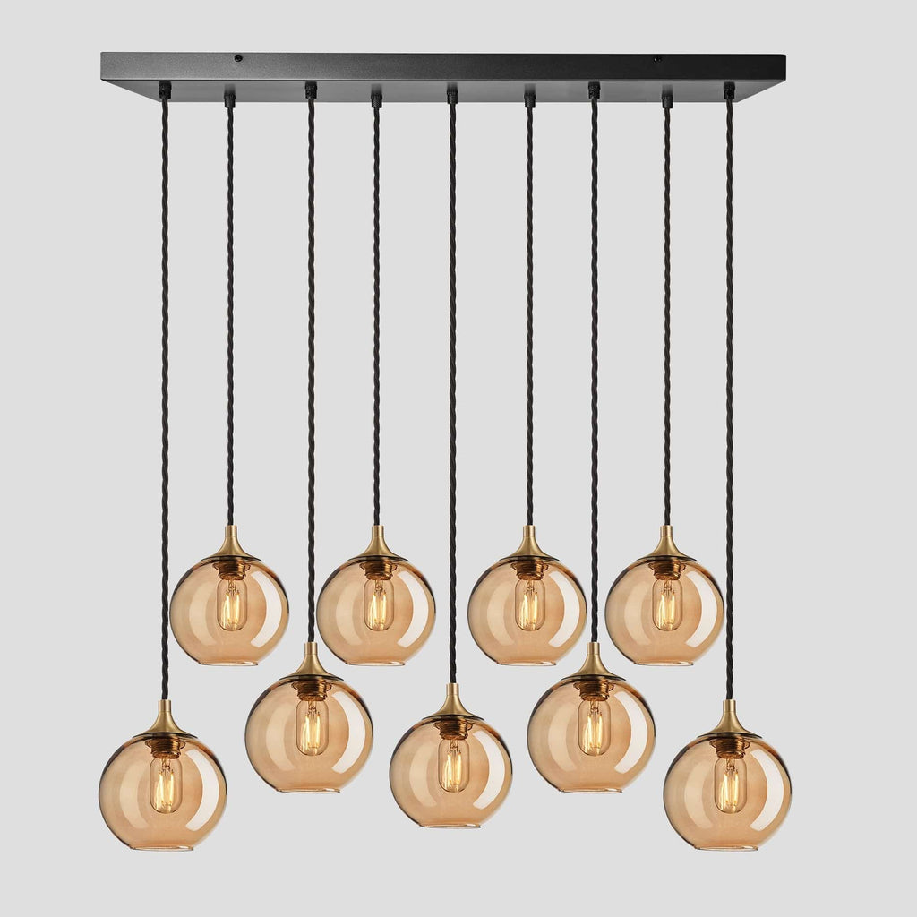 Chelsea Tinted Glass Globe 9 Wire Cluster Lights - 7 inch - Amber-Ceiling Lights-Yester Home