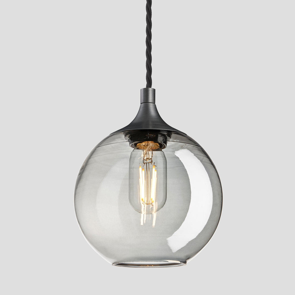 Chelsea Tinted Glass Globe Pendant Light - 7 Inch - Smoke Grey-Ceiling Lights-Yester Home