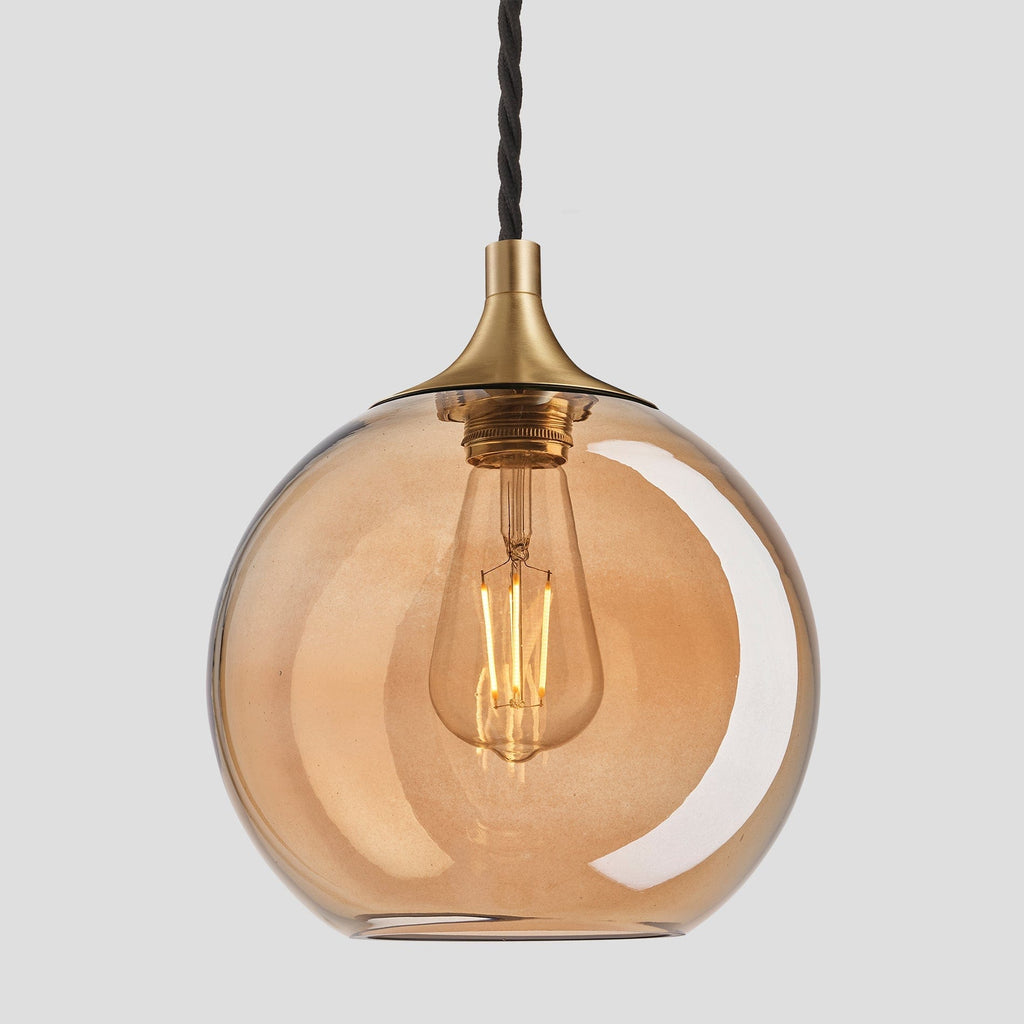 Chelsea Tinted Glass Globe Pendant Light - 9 Inch - Amber-Ceiling Lights-Yester Home