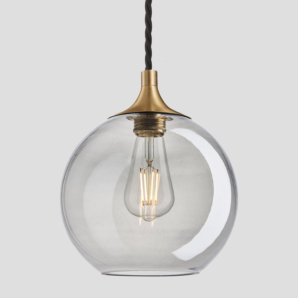Chelsea Tinted Glass Globe Pendant Light - 9 Inch - Smoke Grey-Ceiling Lights-Yester Home