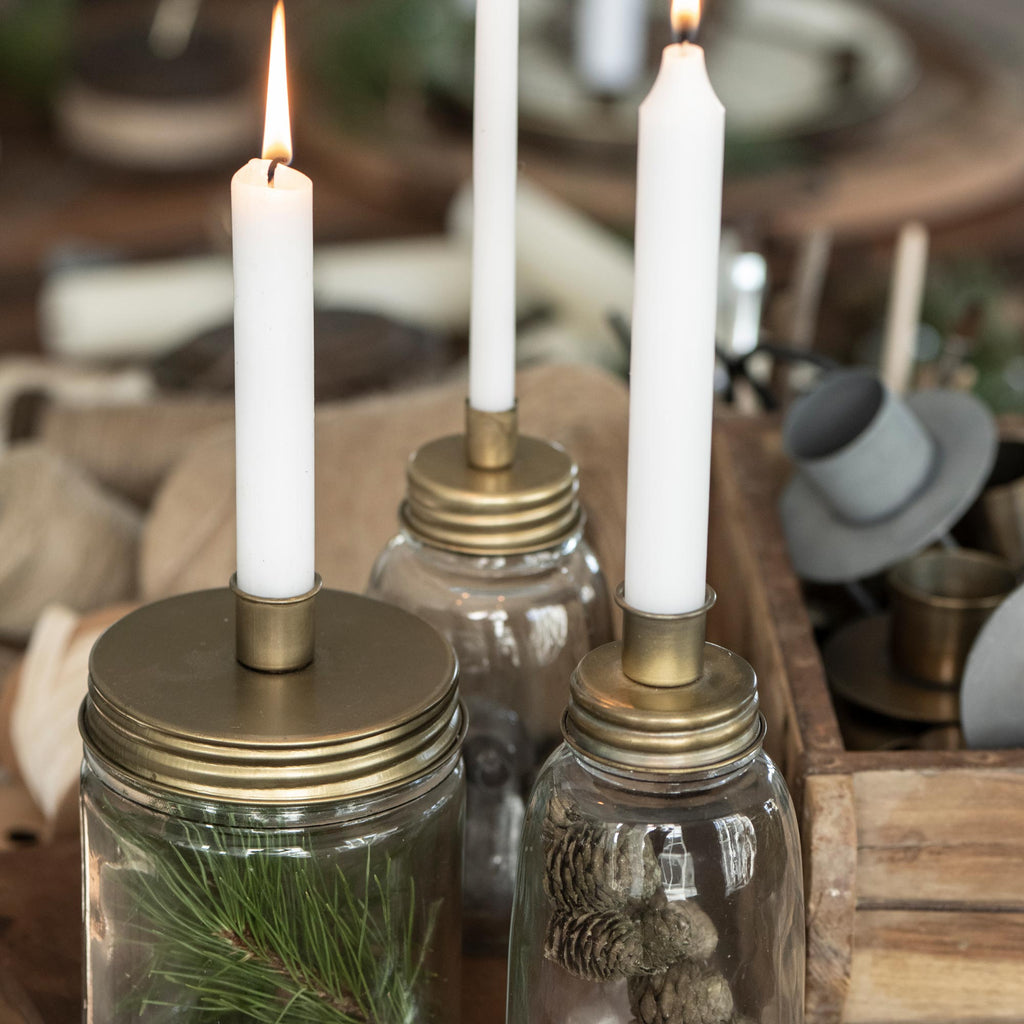 Chunky Glass Jar Candle Holder | Various-Candle Holders-Yester Home