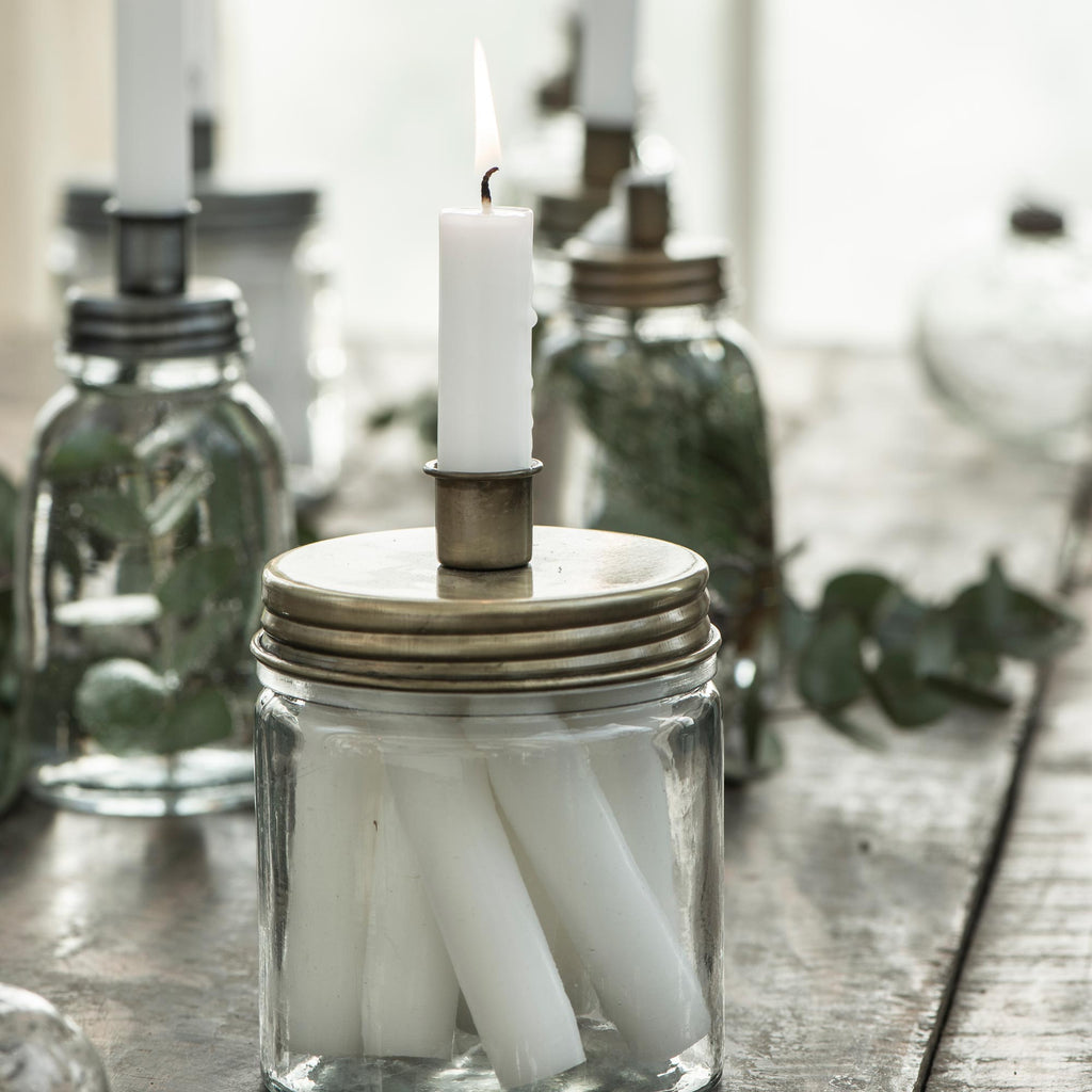 Chunky Glass Jar Candle Holder | Various-Candle Holders-Yester Home