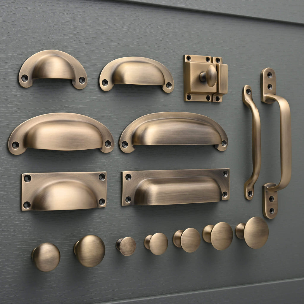 Classic Aged Brushed Brass Cupboard Handles-Cabinet Knobs-Yester Home