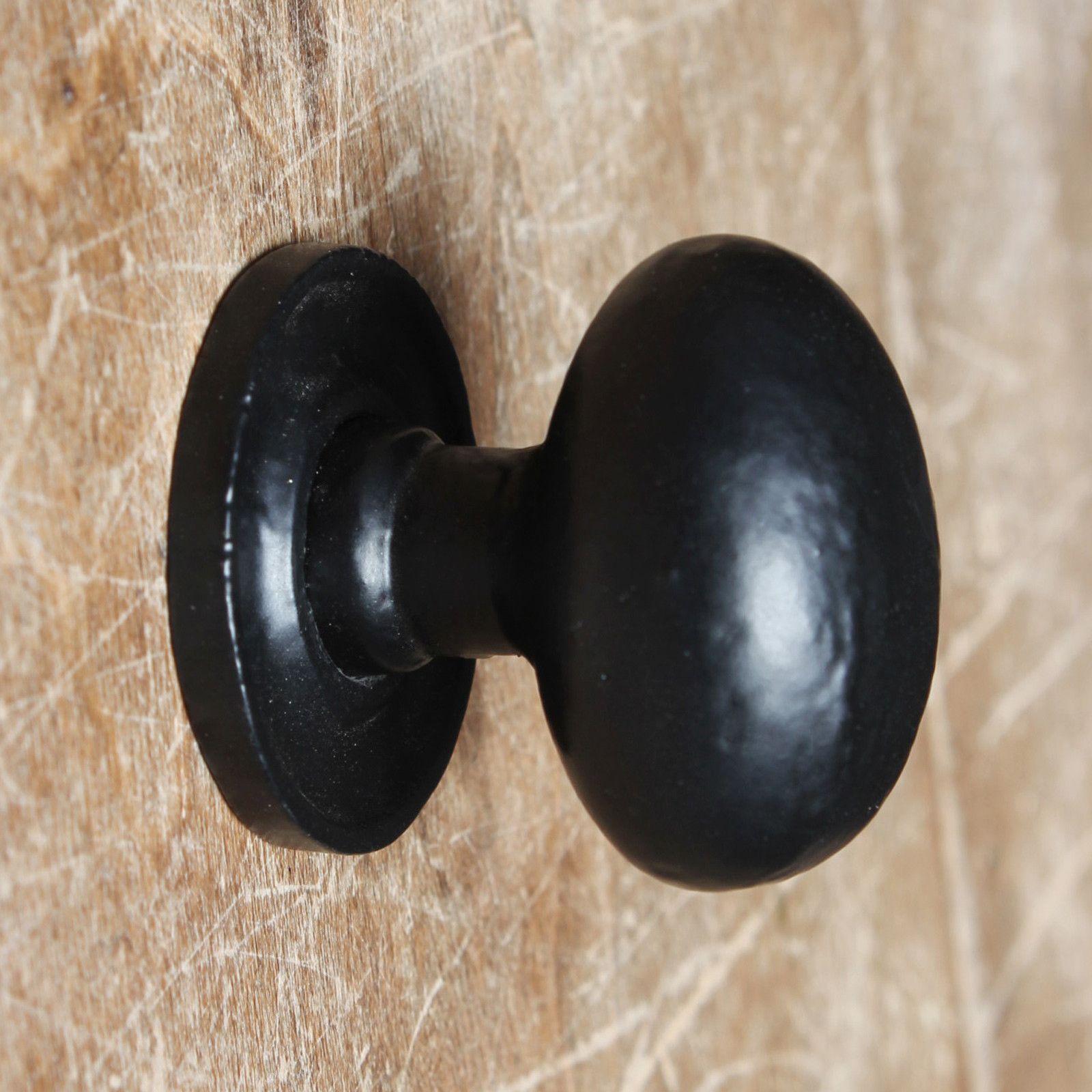 Classic Cast Iron Oval Cupboard Knob | Black-Cabinet Knobs-Yester Home