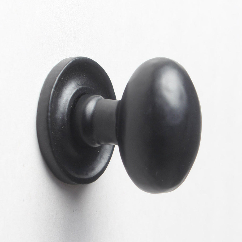 Classic Cast Iron Oval Cupboard Knob | Black-Cabinet Knobs-Yester Home