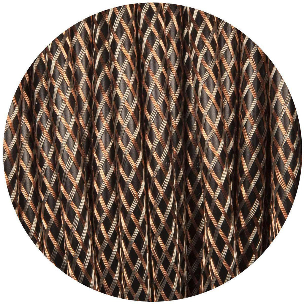 Copper & Silver Mesh on Black Round Cable-Fabric Cable-Yester Home