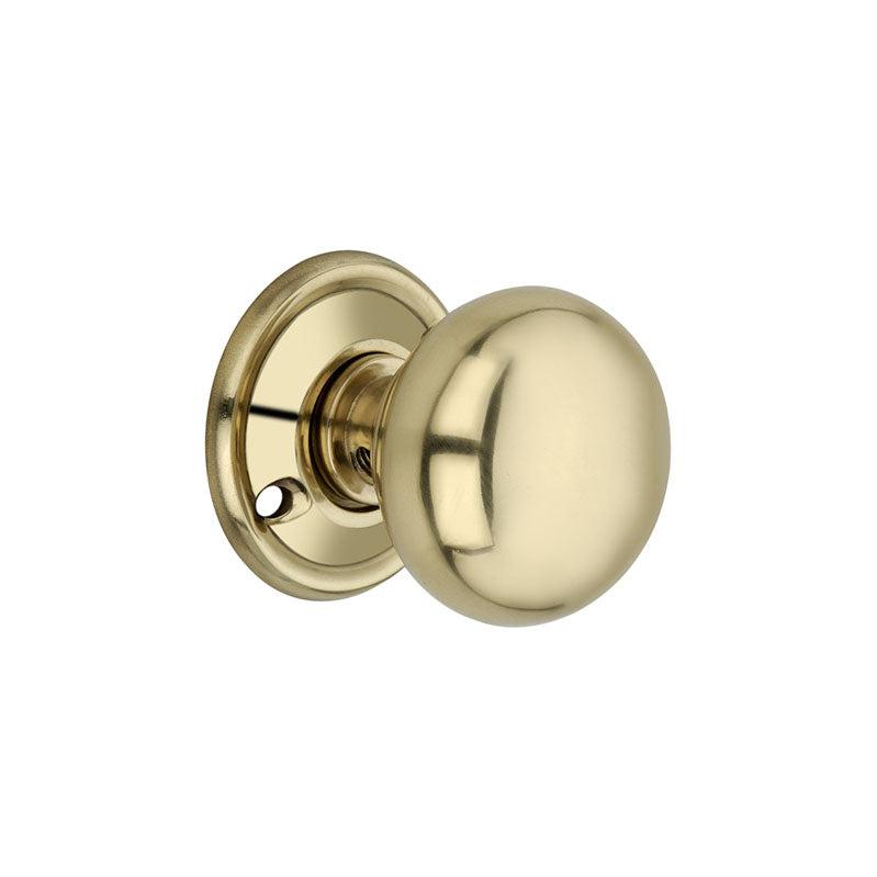 Cottage Small 40mm Rim/Mortice Door Knob Polished Brass-Rim Door Knobs-Yester Home