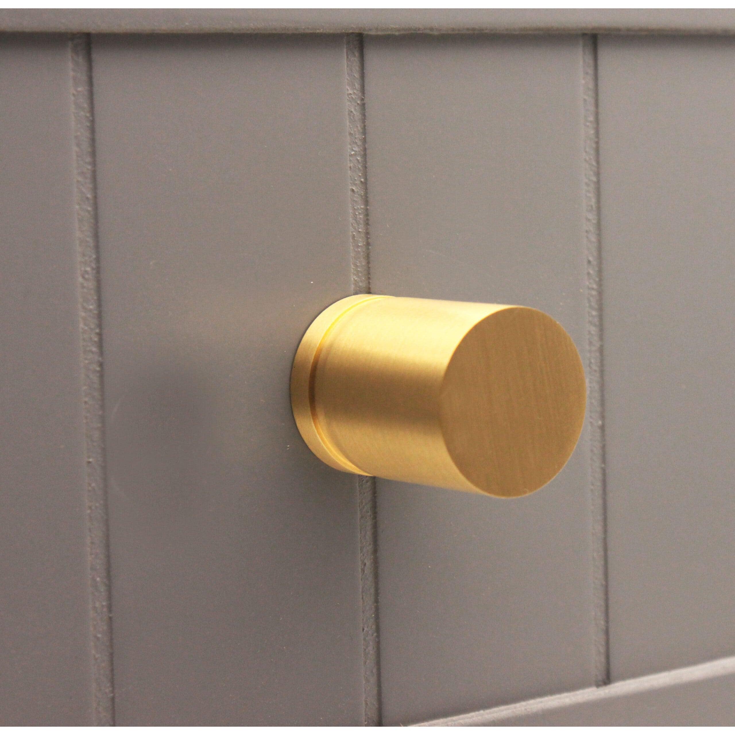 Cylinder Cupboard Pull Satin Brass-Cupboard Pulls-Yester Home