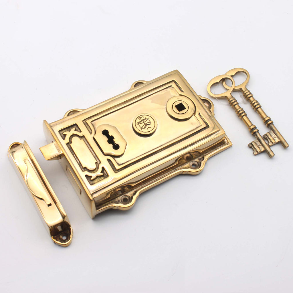 Davenport Rim Lock Polished Brass-Rim Locks-Yester Home