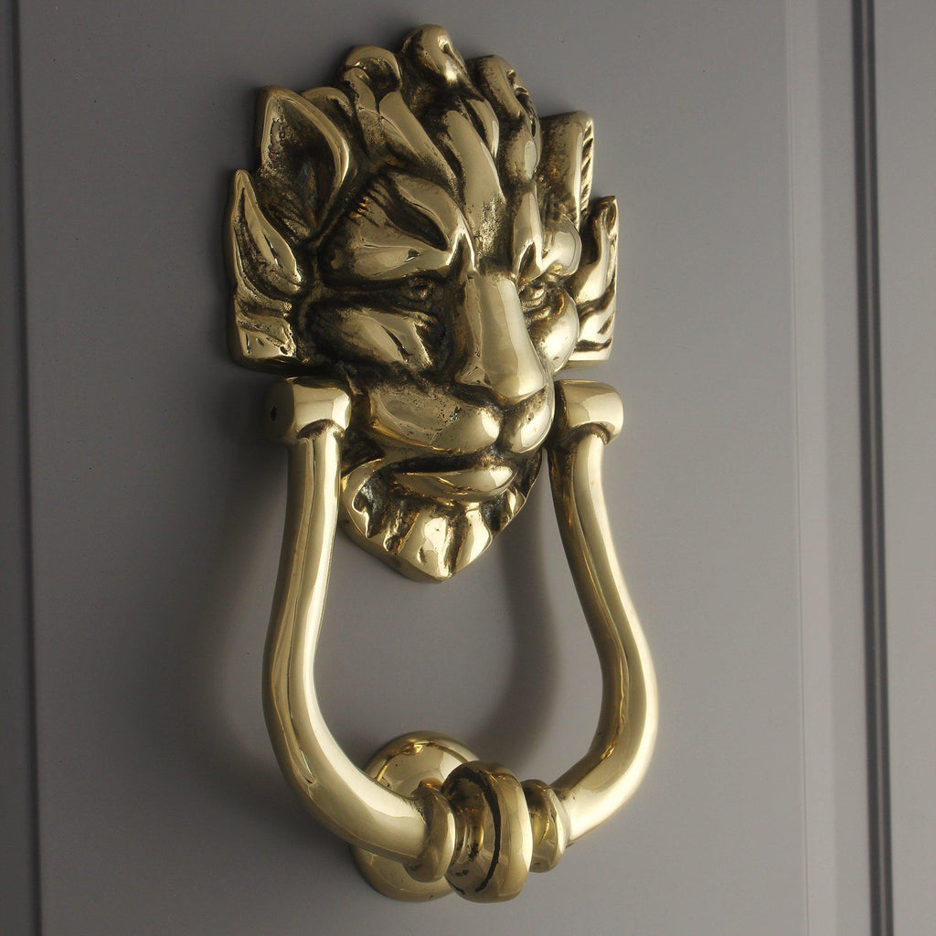 Downing St. Lion's Head Door Knocker | Solid Brass-Door Knocker-Yester Home