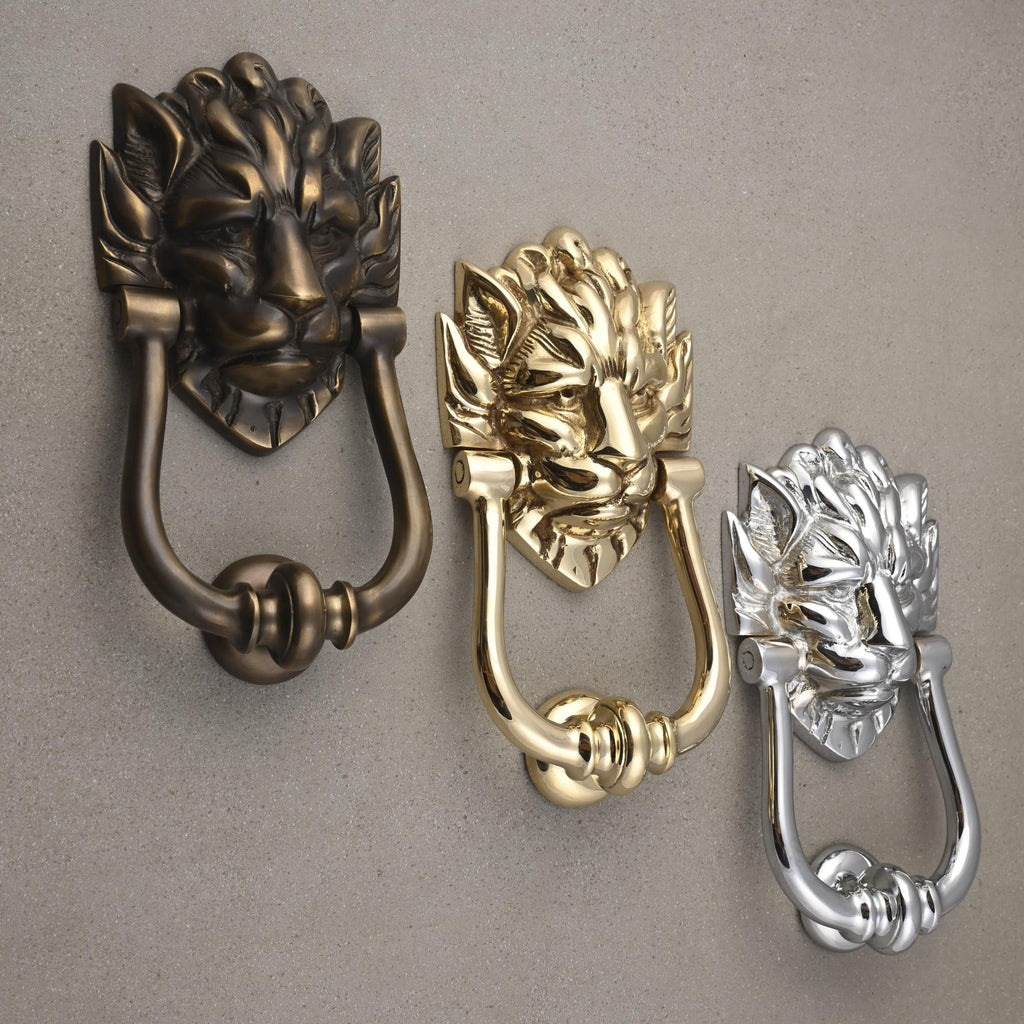 Downing St. Lion's Head Door Knocker | Solid Brass-Door Knocker-Yester Home