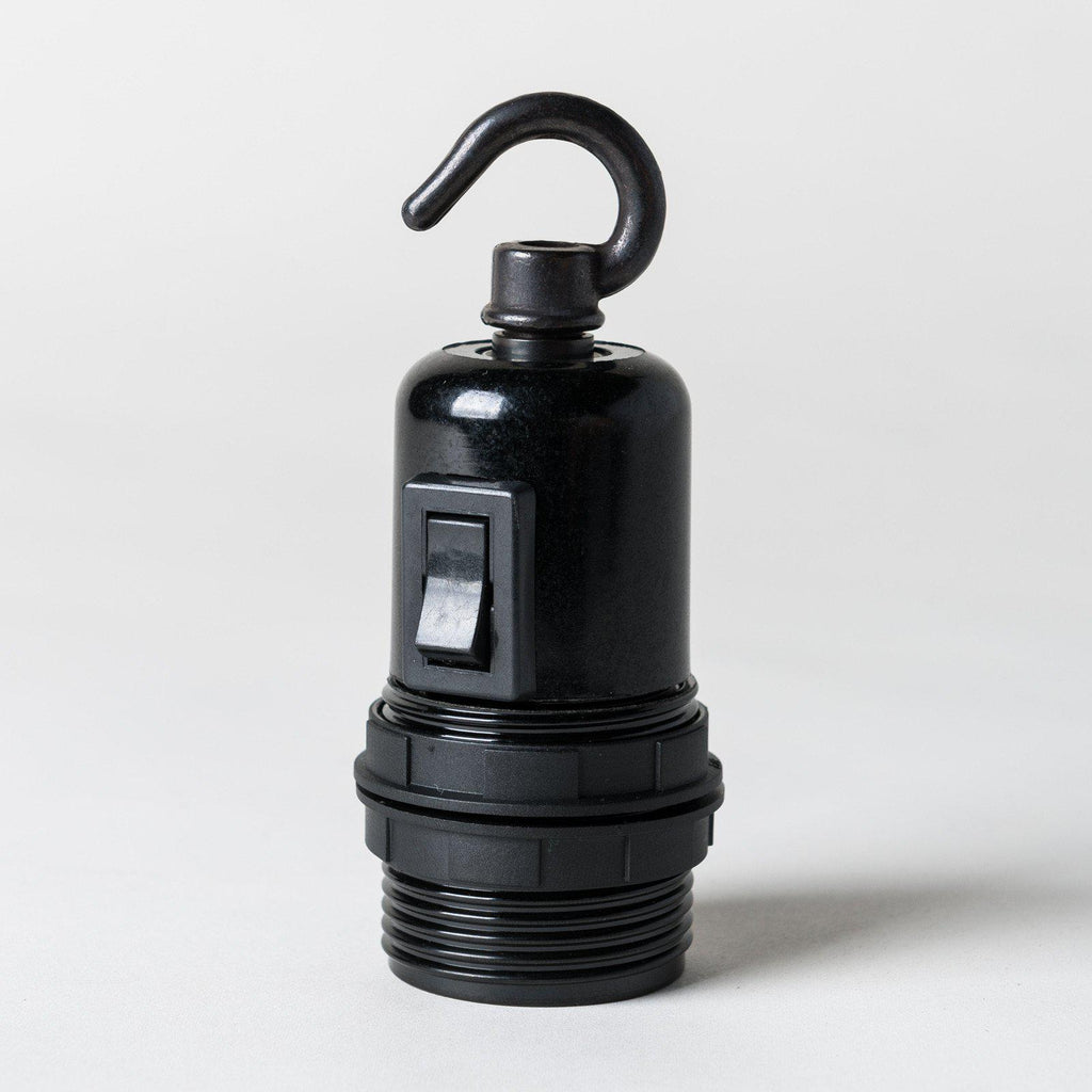E27 Switched Black Bakelite Lampholder with hook-Lampholders-Yester Home