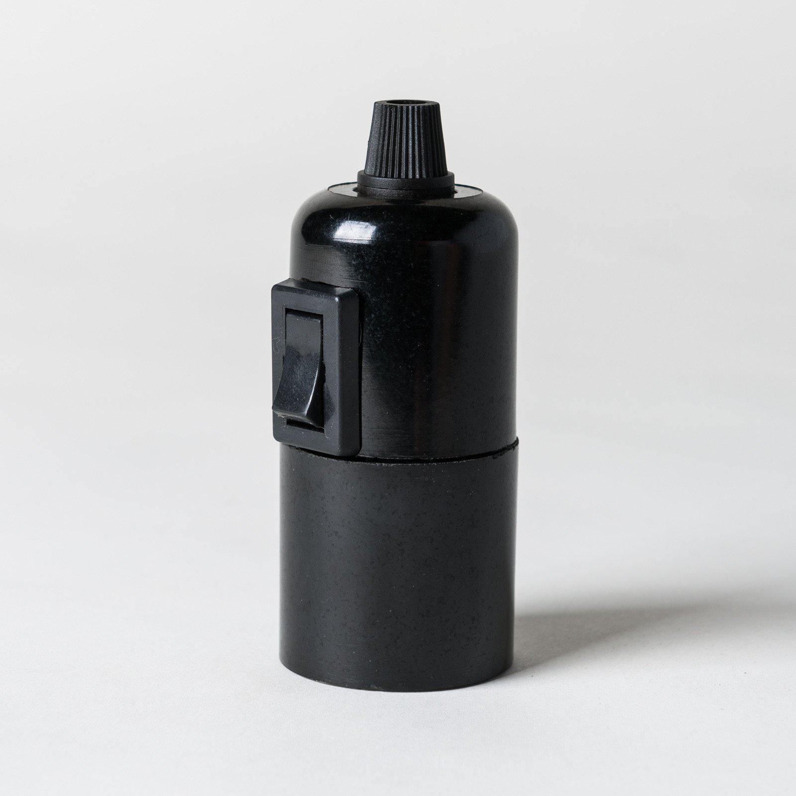 E27 Switched Black Bakelite Plain Skirt Lampholder with grip-Lampholders-Yester Home
