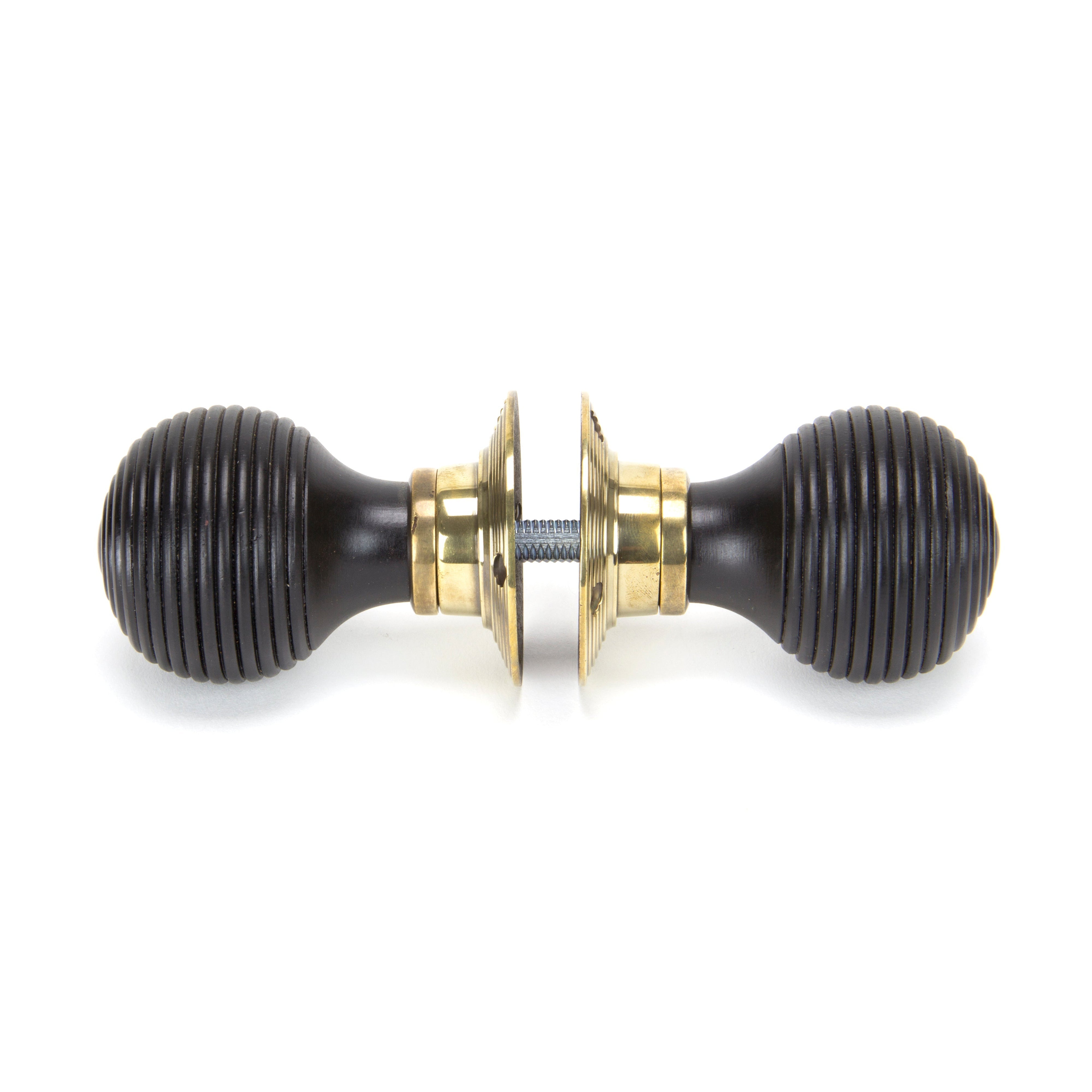 Ebony & Aged Brass Beehive Mortice/Rim Knob Set | From The Anvil-Mortice Knobs-Yester Home