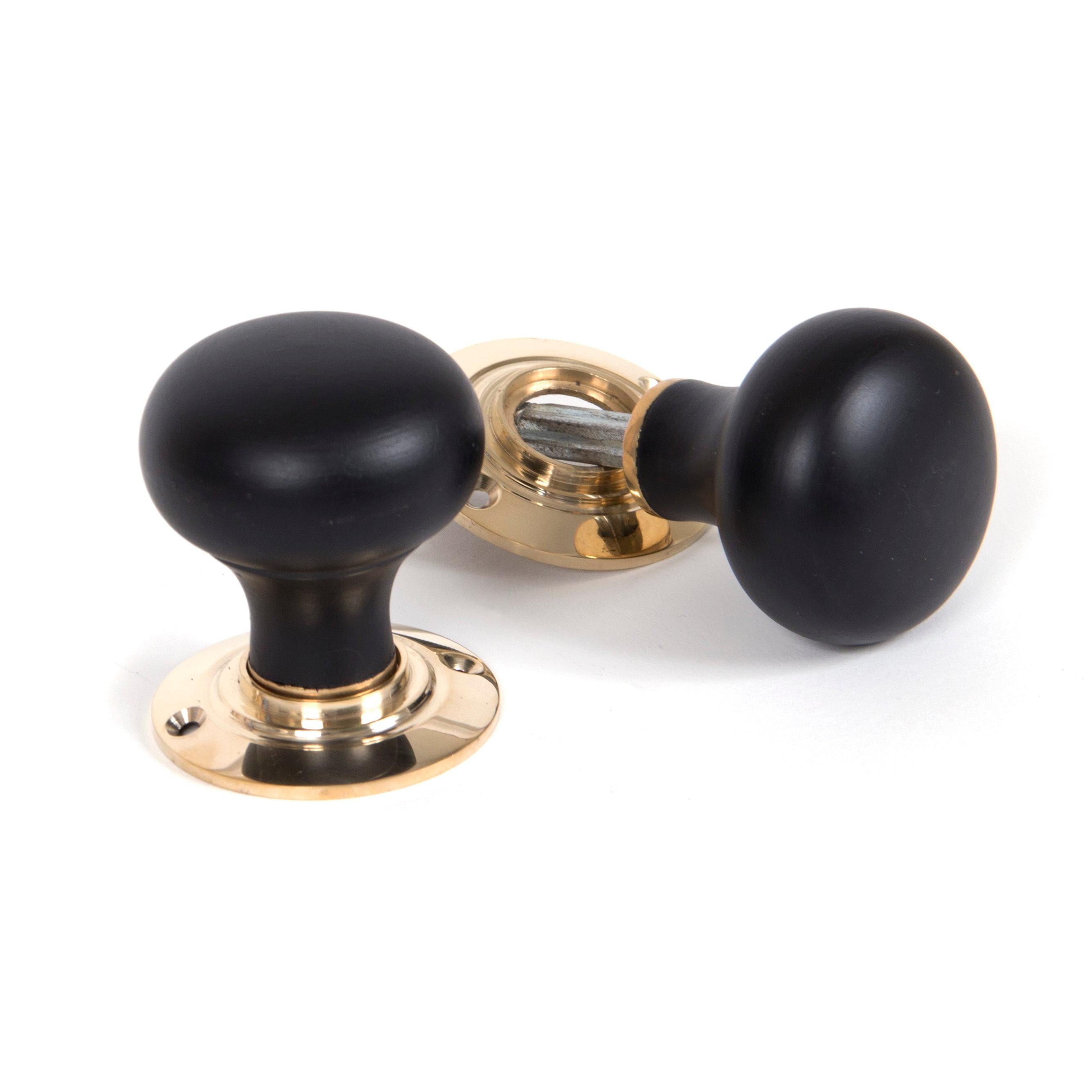 Ebony and PB Bun Mortice/Rim Knob Set | From The Anvil - Mortice Knobs - From The Anvil - Yester Home