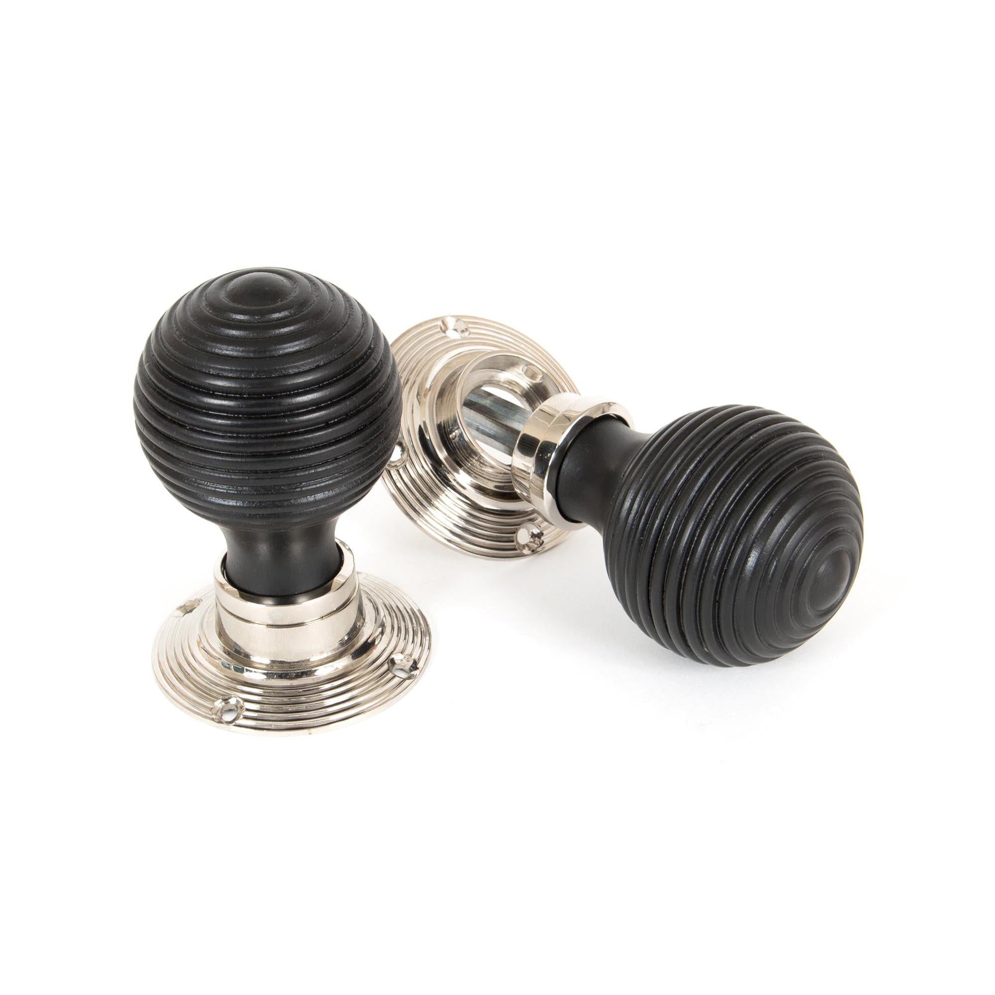 Ebony and PN Beehive Mortice/Rim Knob Set | From The Anvil - Mortice Knobs - From The Anvil - Yester Home