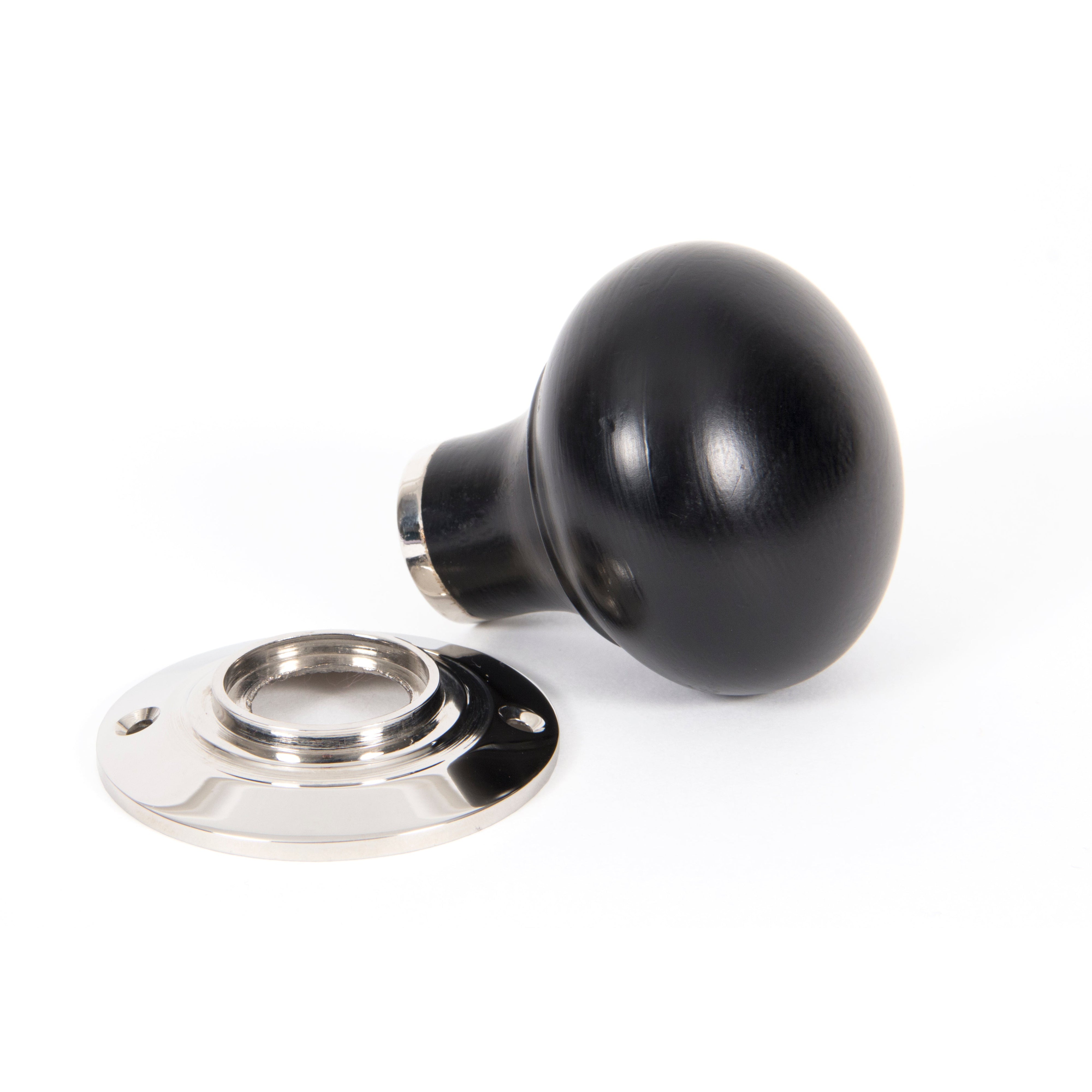 Ebony and PN Bun Mortice/Rim Knob Set | From The Anvil-Mortice Knobs-Yester Home