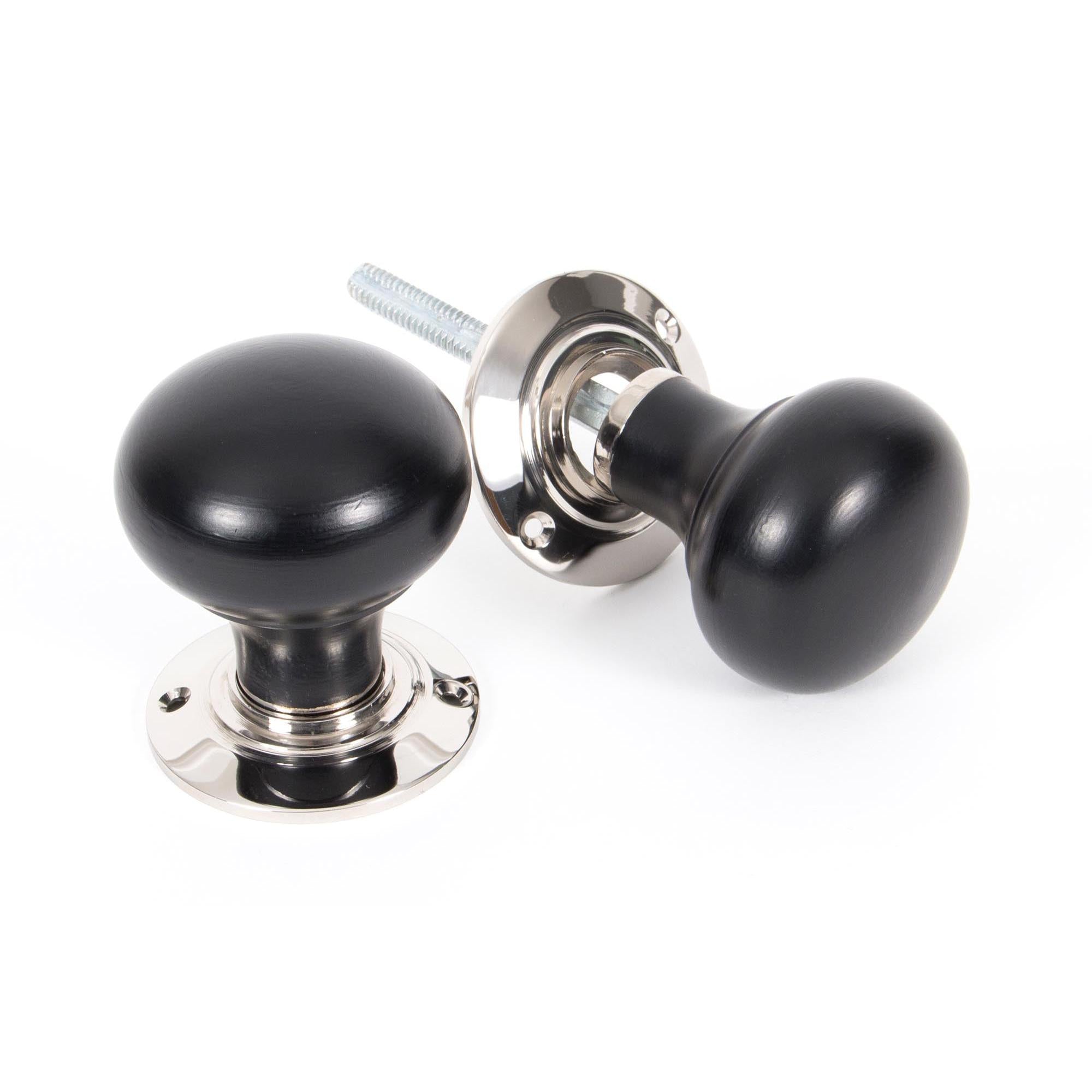Ebony and PN Bun Mortice/Rim Knob Set | From The Anvil - Mortice Knobs - From The Anvil - Yester Home