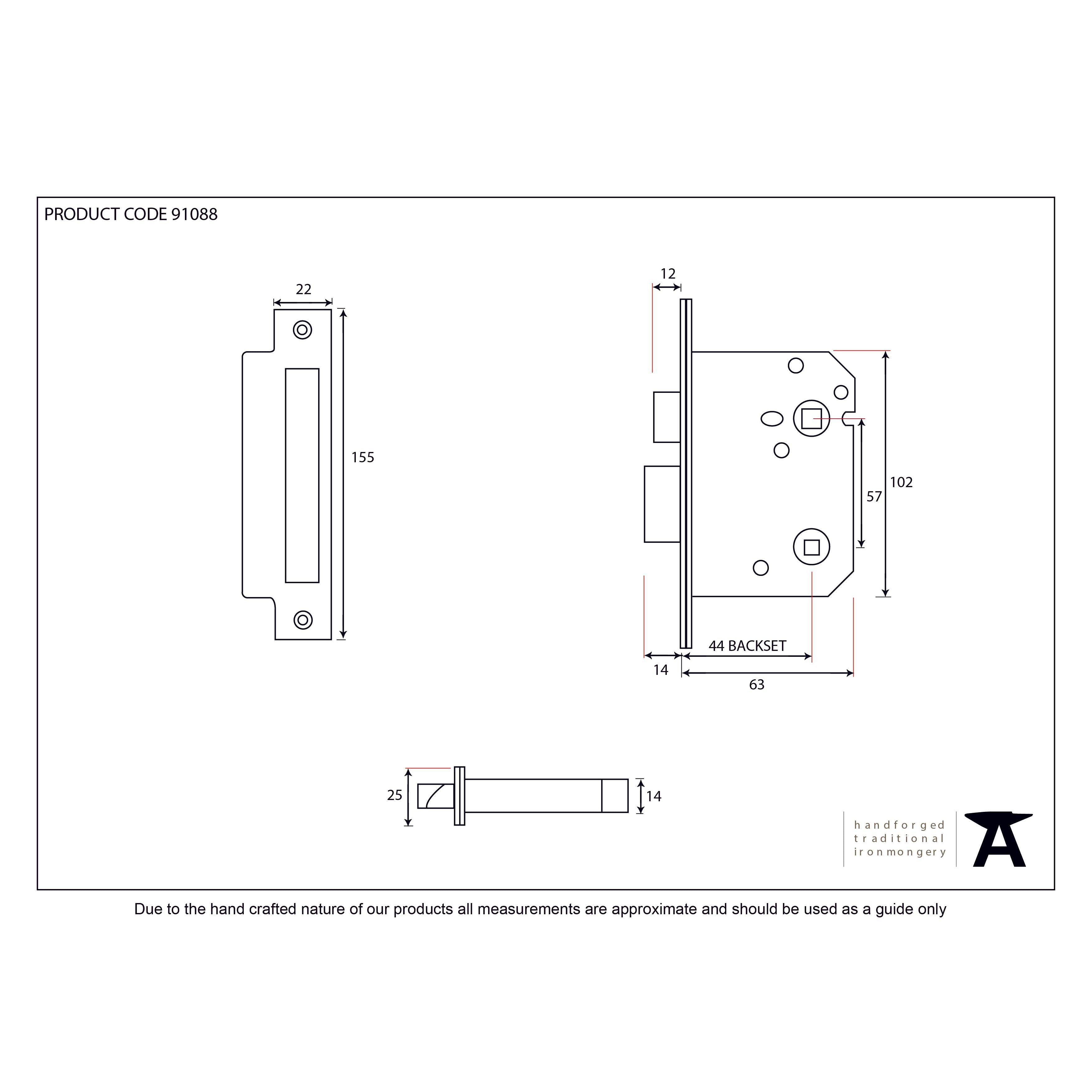 Electro Brassed 2½" Bathroom Mortice Lock | From The Anvil - Bathroom Locks - From The Anvil - Yester Home