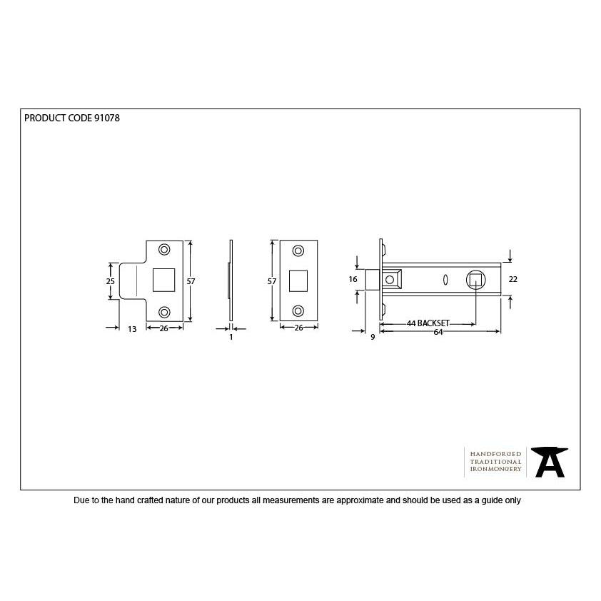 Electro Brassed 2½" Tubular Mortice Latch | From The Anvil-Latches-Yester Home