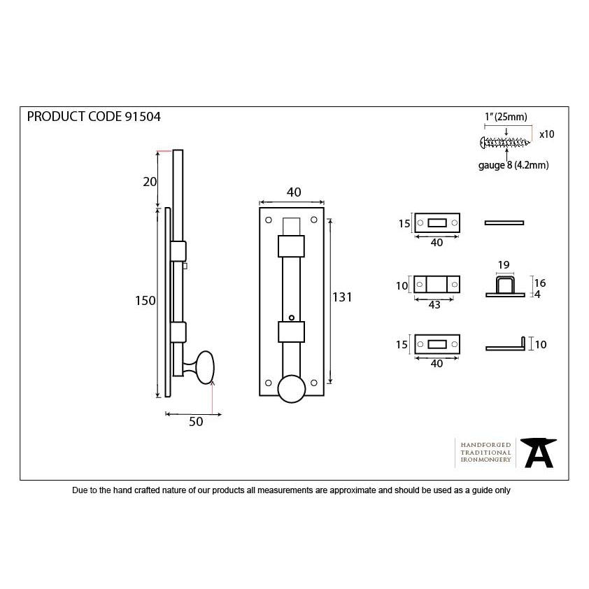 External Beeswax 6" Universal Bolt | From The Anvil-Bolts-Yester Home