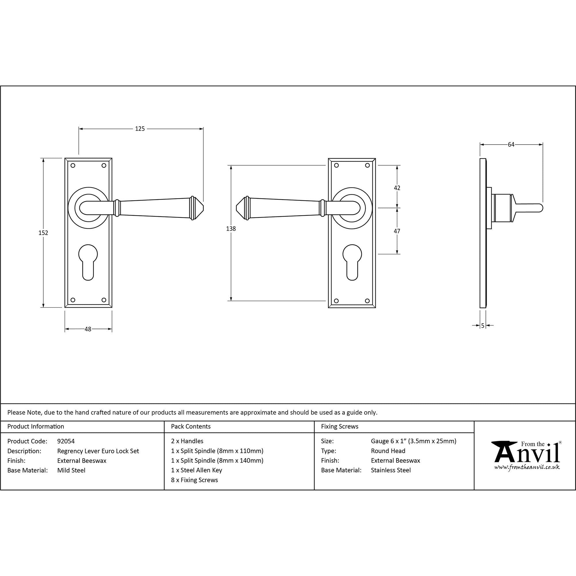 External Beeswax Regency Lever Euro Lock Set | From The Anvil - Lever Euro - From The Anvil - Yester Home