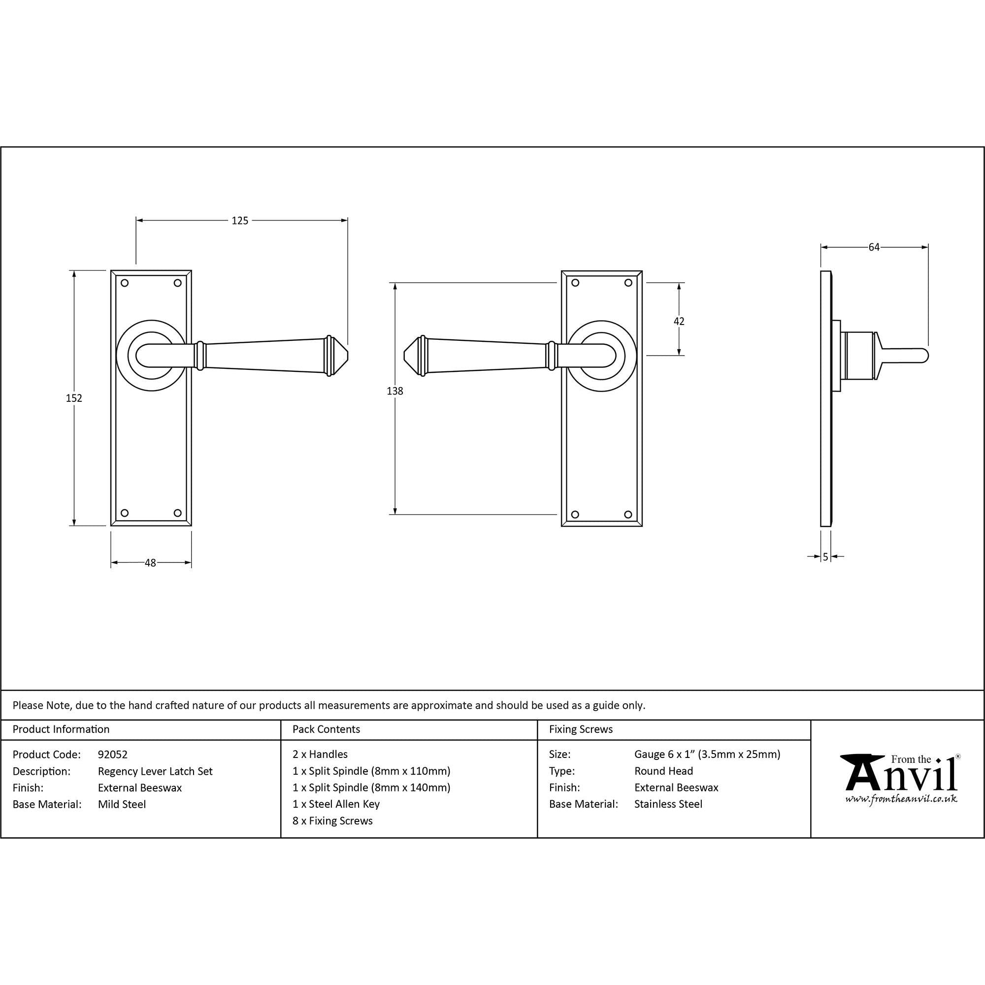 External Beeswax Regency Lever Latch Set | From The Anvil - Lever Latch - From The Anvil - Yester Home