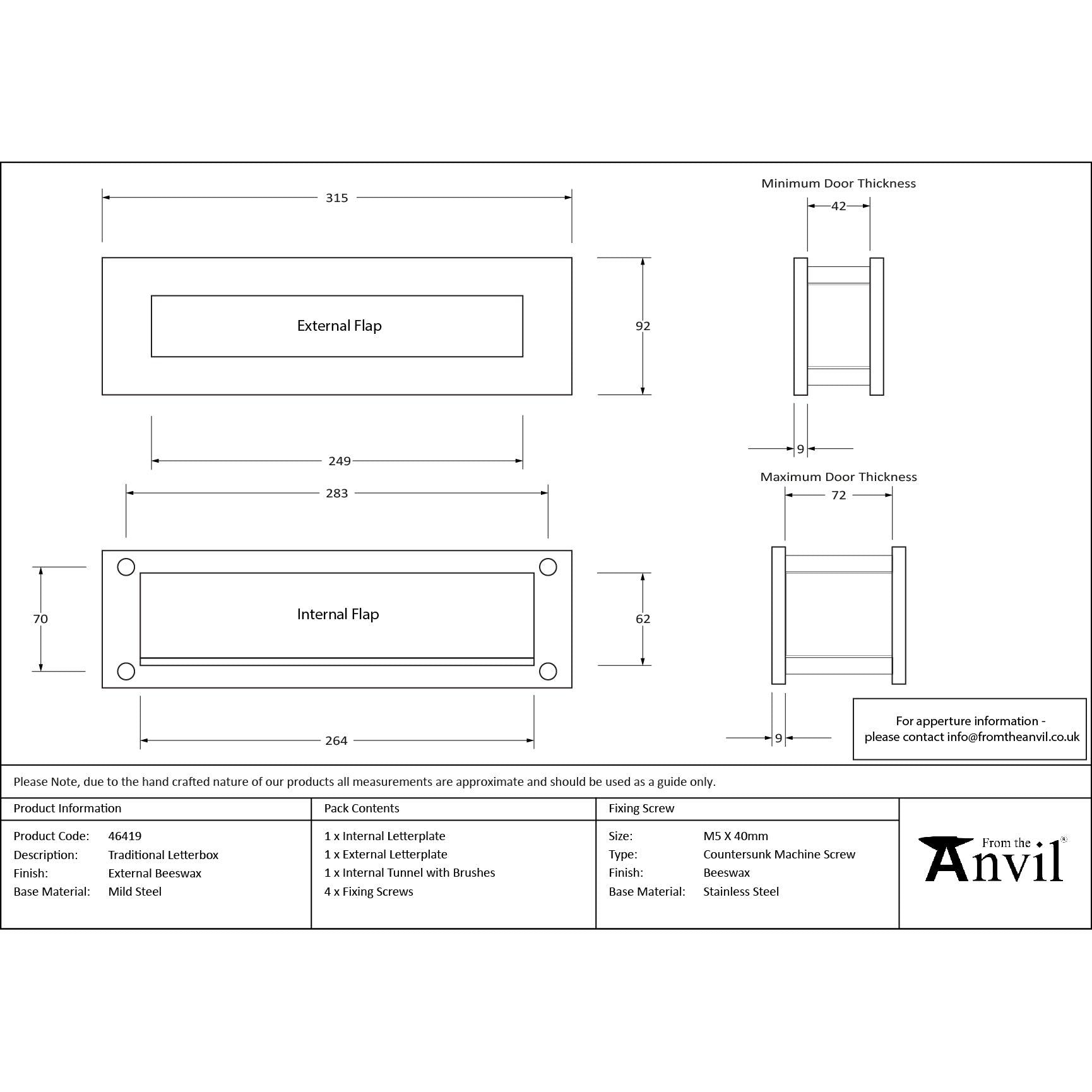 External Beeswax Traditional Letterbox | From The Anvil - Letterbox - From The Anvil - Yester Home