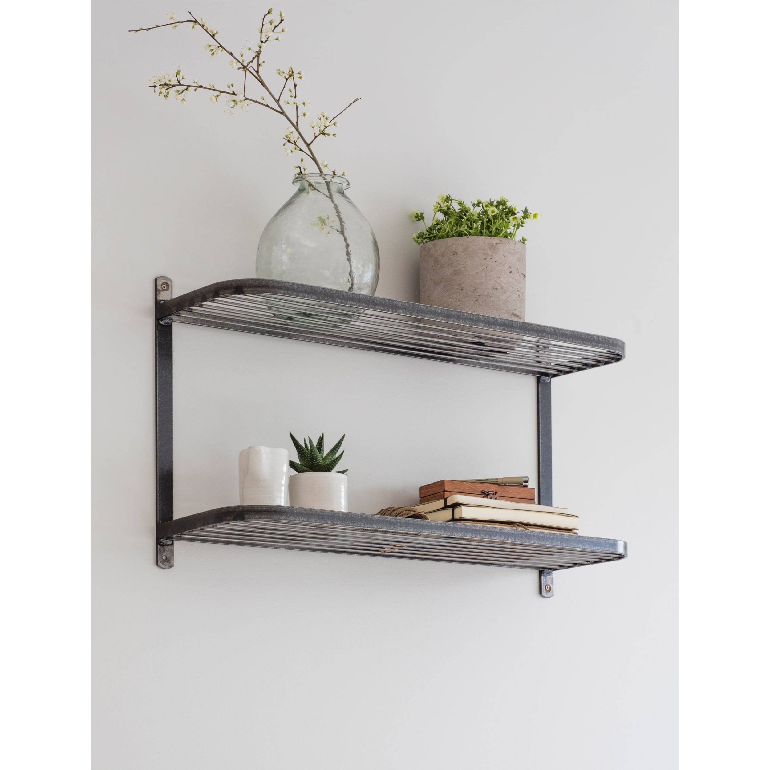 Farringdon Steel Double Wall Shelf-Racks & Shelves-Yester Home