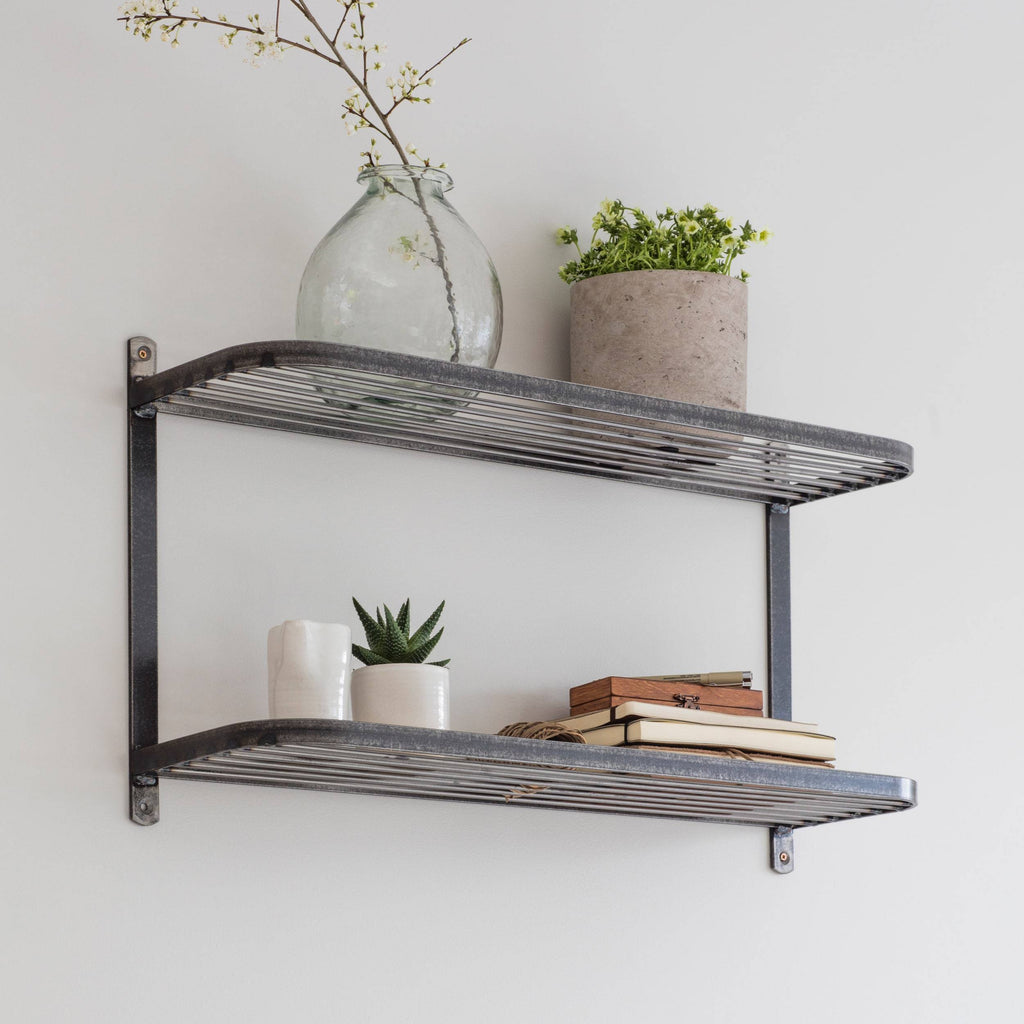 Farringdon Steel Double Wall Shelf-Racks & Shelves-Yester Home