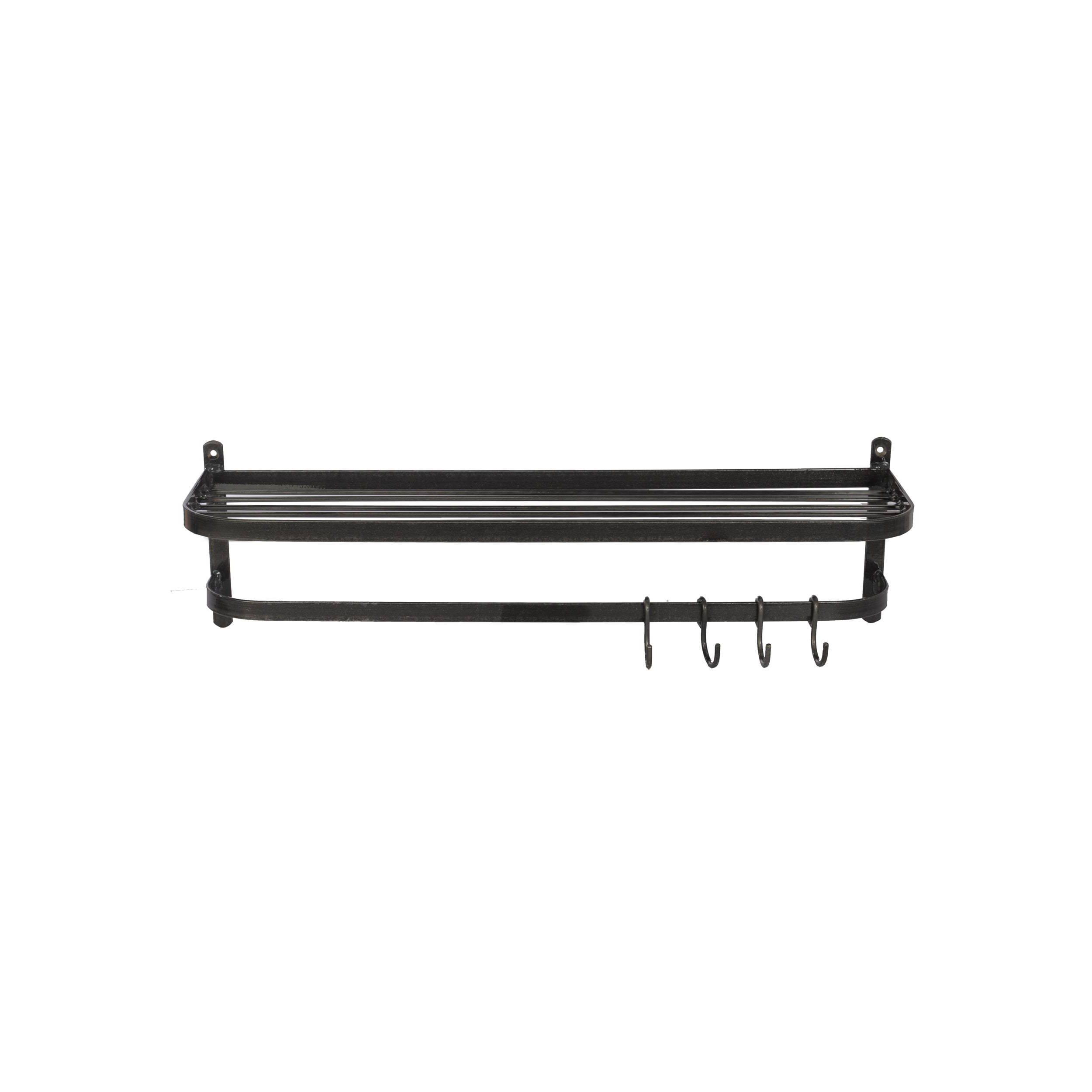 Farringdon Steel Luggage Shelf Rack & Hooks-Racks & Shelves-Yester Home