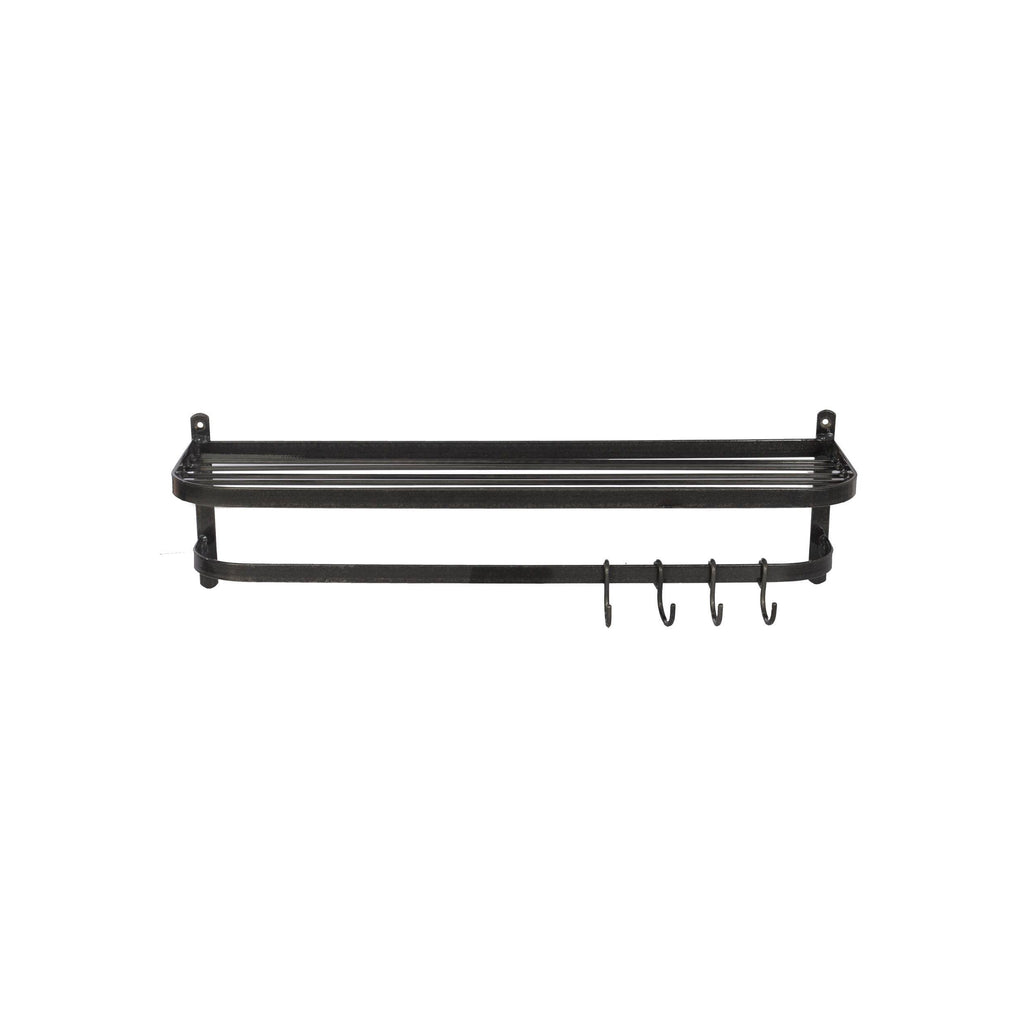 Farringdon Steel Luggage Shelf Rack & Hooks-Racks & Shelves-Yester Home