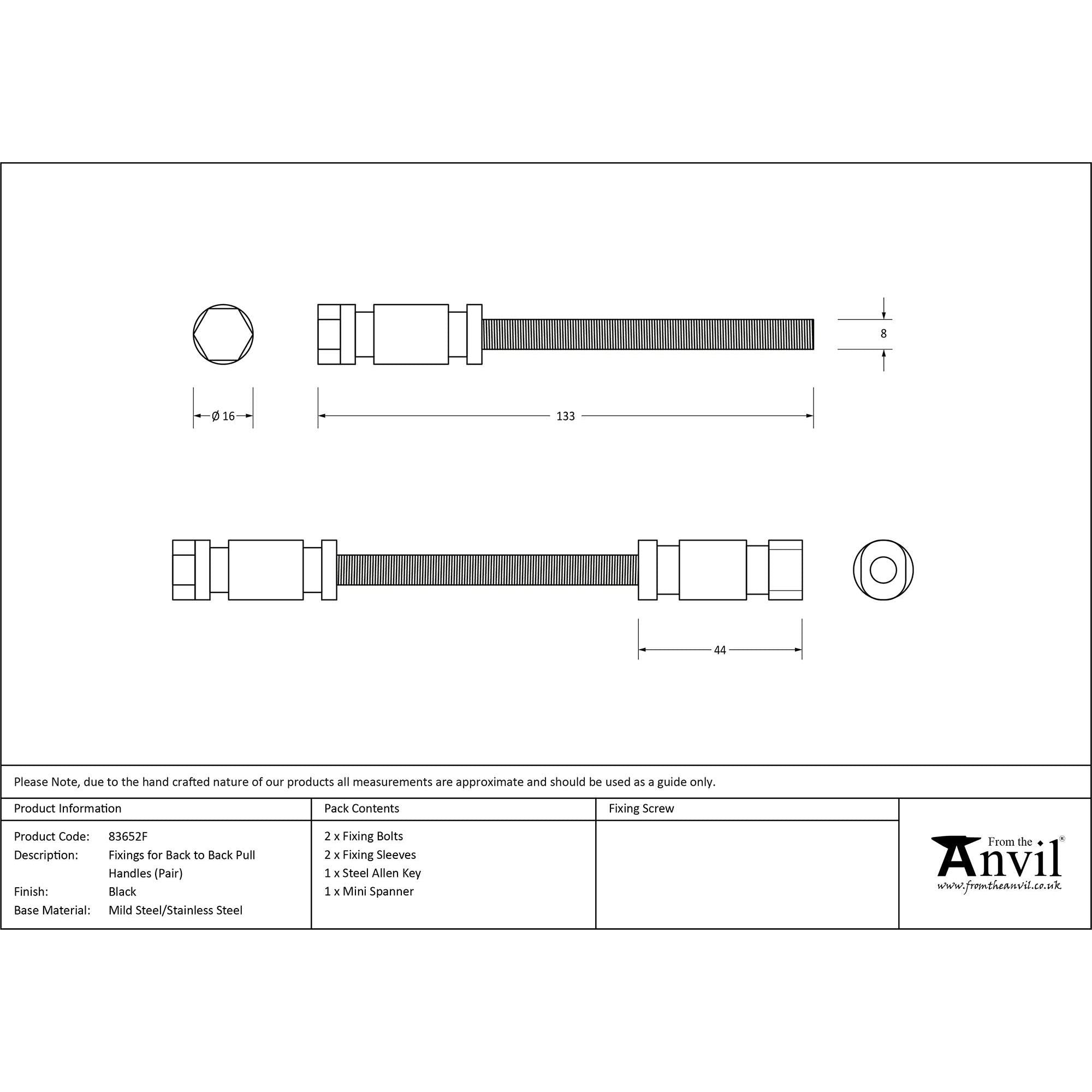 Fixings for back to back pull handles (pair) | From The Anvil - Pull Handles - From The Anvil - Yester Home