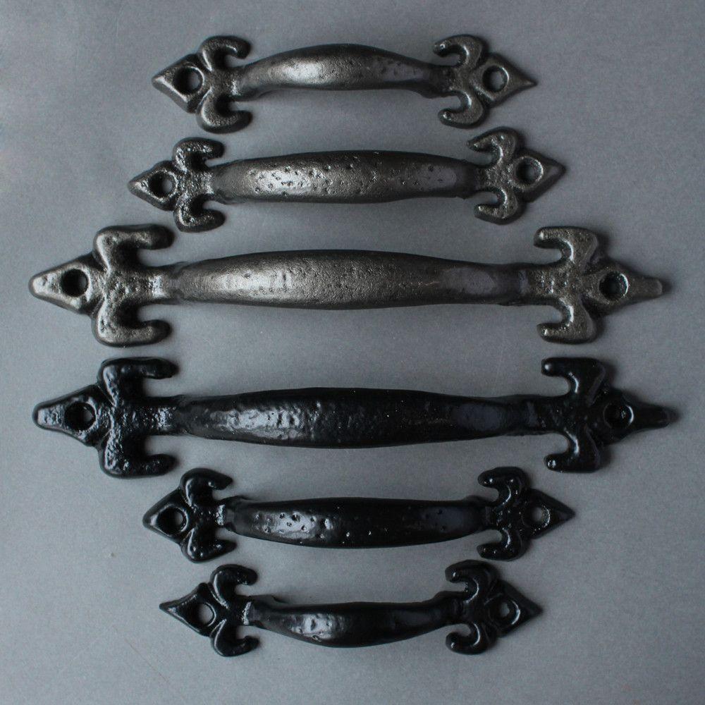 Fleur De Lys Cast Iron Handle-Cabinet Handles-Yester Home