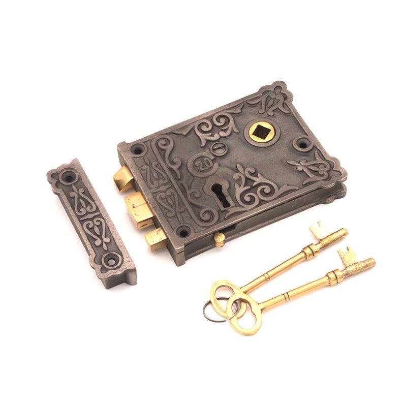 Floral Rim Lock Pewter-Rim Locks-Yester Home