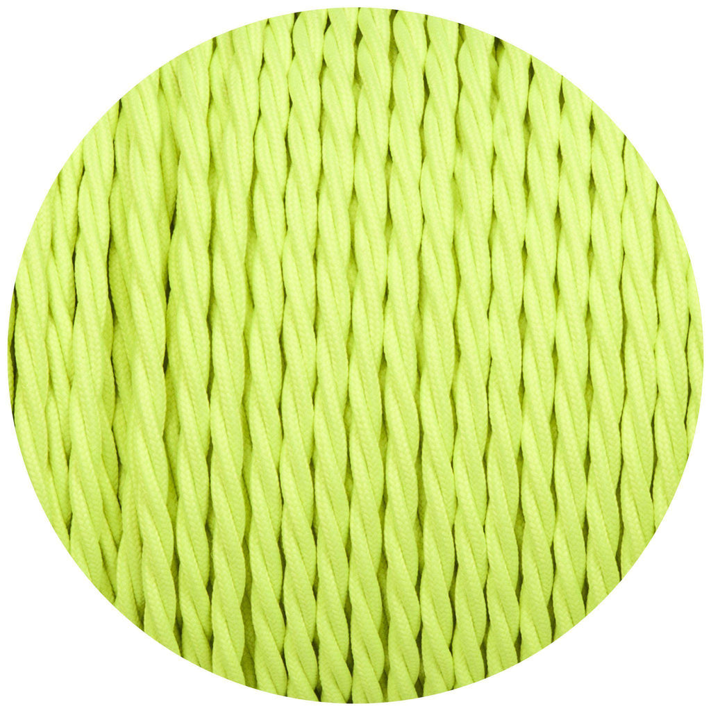 Flouro Hi-Viz Green Round Fabric Braided Cable-Fabric Cable-Yester Home