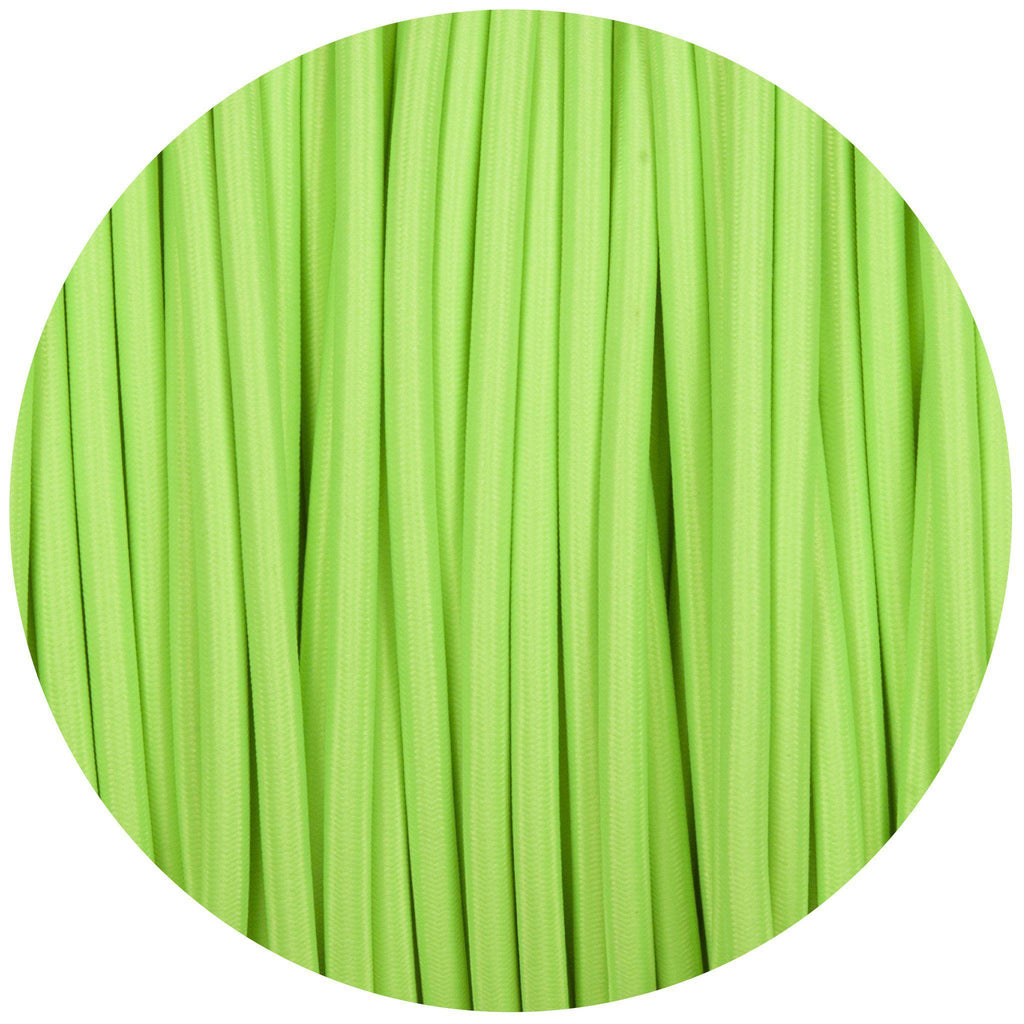 Flouro Lime Green Round Fabric Braided Cable-Fabric Cable-Yester Home