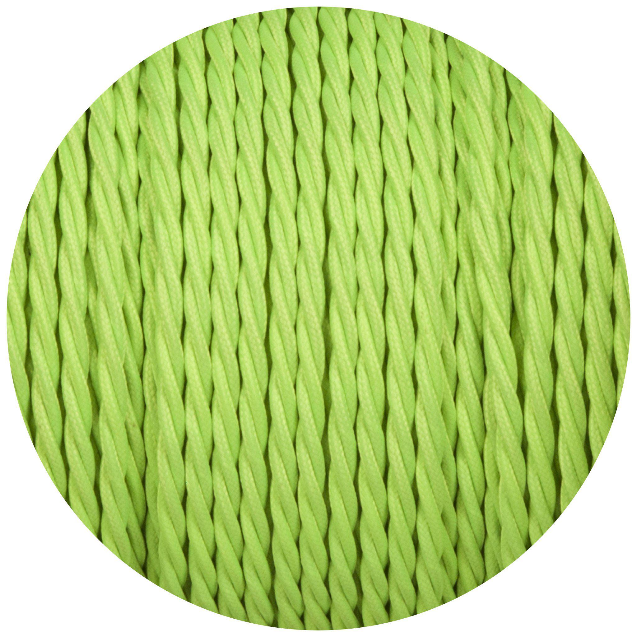 Flouro Lime Green Twisted Fabric Braided Cable-Fabric Cable-Yester Home