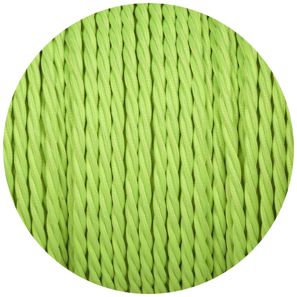 Flouro Lime Green Twisted Fabric Braided Cable-Fabric Cable-Yester Home
