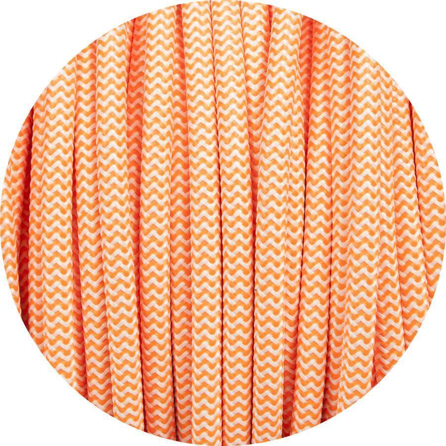 Flouro Orange & White Round Fabric Cable-Fabric Cable-Yester Home