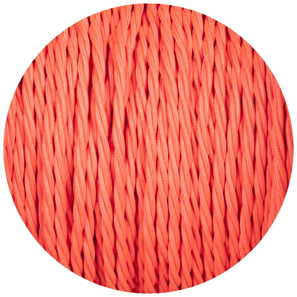 Flouro Pink Twisted Fabric Braided Cable-Fabric Cable-Yester Home