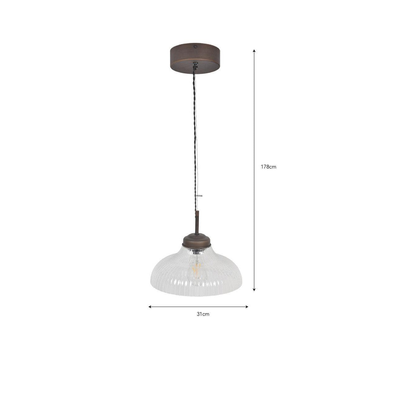 Fovant Fluted Glass Pendant Light | Antique Bronze - Pendant & Ceiling Lights - Garden Trading - Yester Home