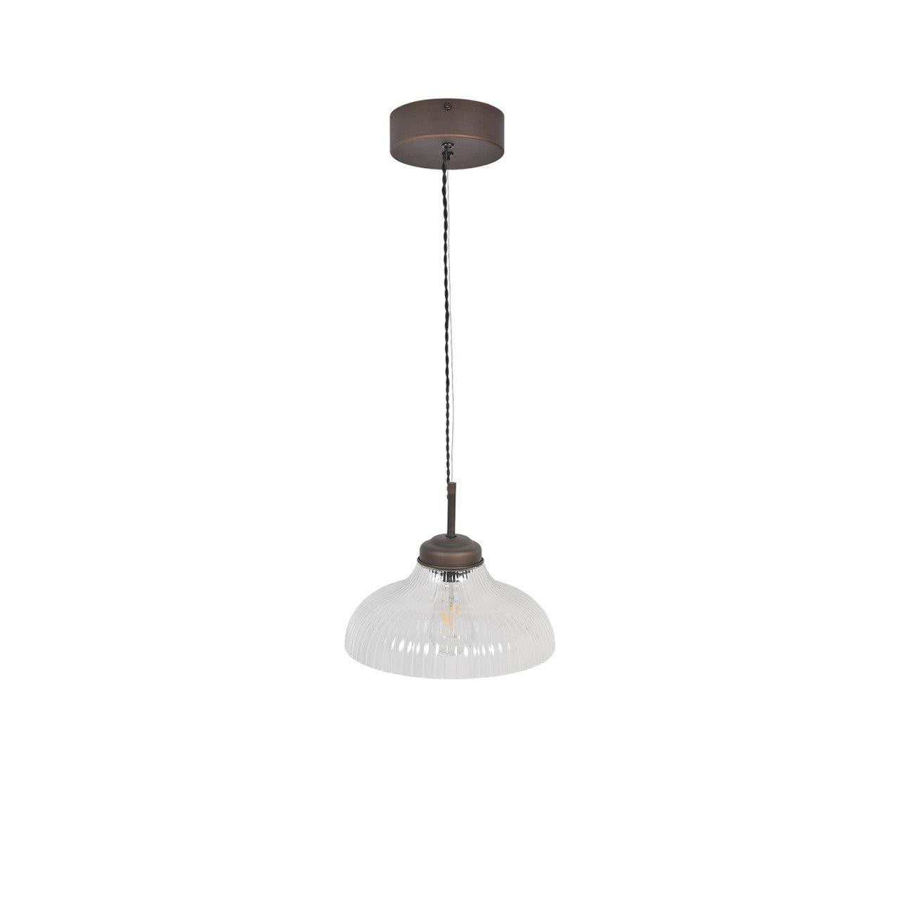 Fovant Fluted Glass Pendant Light | Antique Bronze - Pendant & Ceiling Lights - Garden Trading - Yester Home