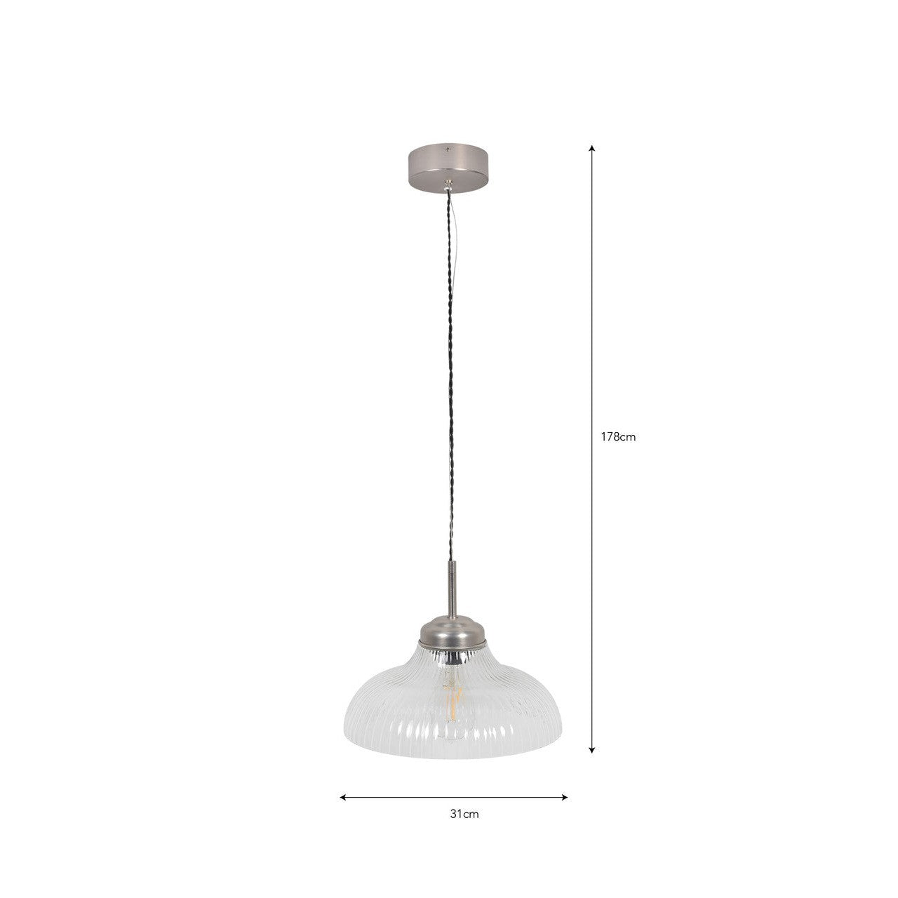 Fovant Fluted Glass Pendant Light | Satin Nickel - Pendant & Ceiling Lights - Garden Trading - Yester Home