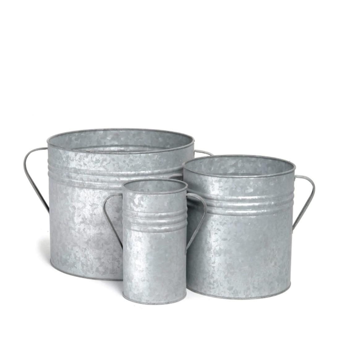 Galvanised Set Of 3 Planters-Planters-Yester Home