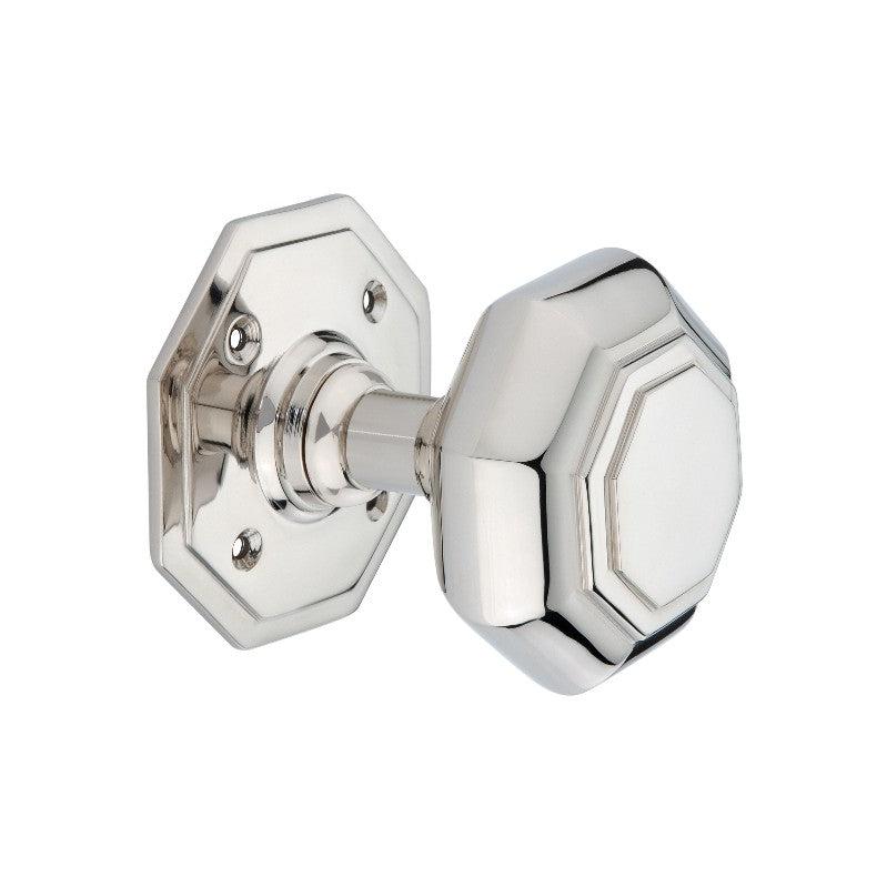 Octagonal Mortice Door Knobs Polished Nickel-Mortice Door Knobs-Yester Home