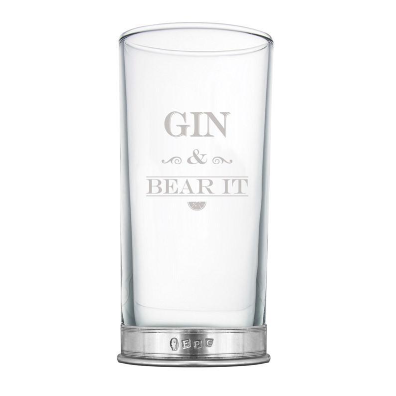 'Gin & Bear It' G&T Highball Glass 12oz-Gin Glasses-Yester Home