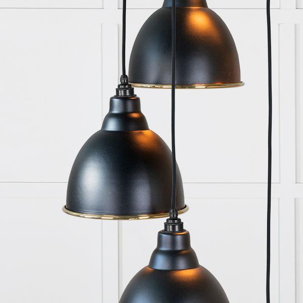 Hammered Brass Brindley Cluster Pendant in Elan Black | From The Anvil-Cluster Pendants-Yester Home