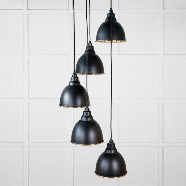 Hammered Brass Brindley Cluster Pendant in Elan Black | From The Anvil-Cluster Pendants-Yester Home