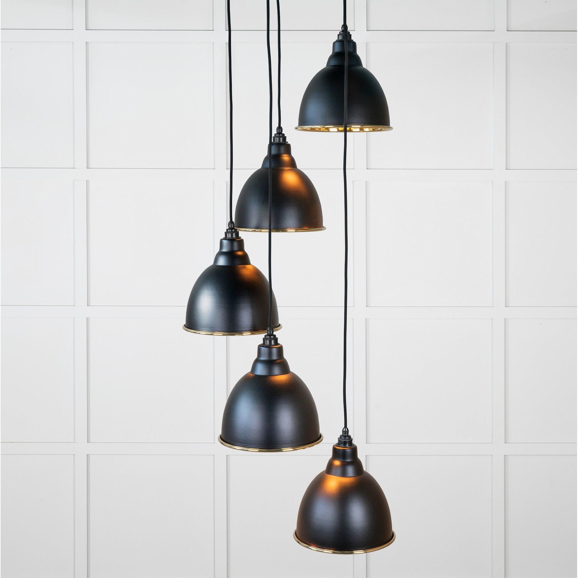 Hammered Brass Brindley Cluster Pendant in Elan Black | From The Anvil-Cluster Pendants-Yester Home